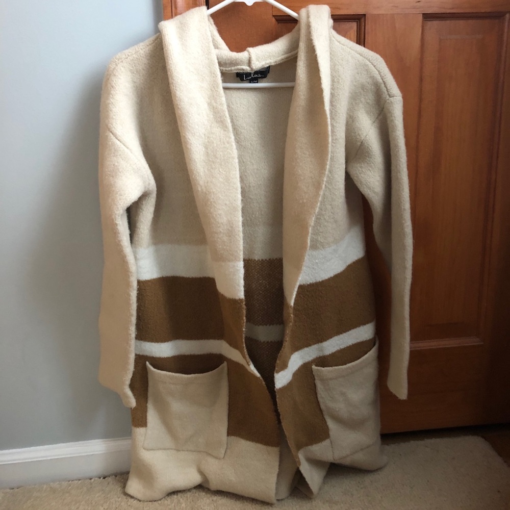 Lulu’s Cozy Tan/Brown Sweater Cardigan